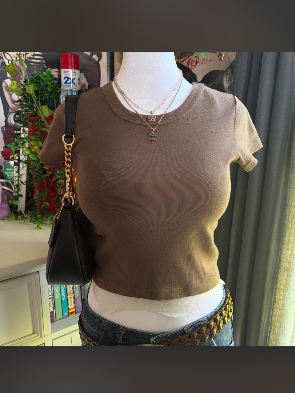 Brown John Galt Crop Top